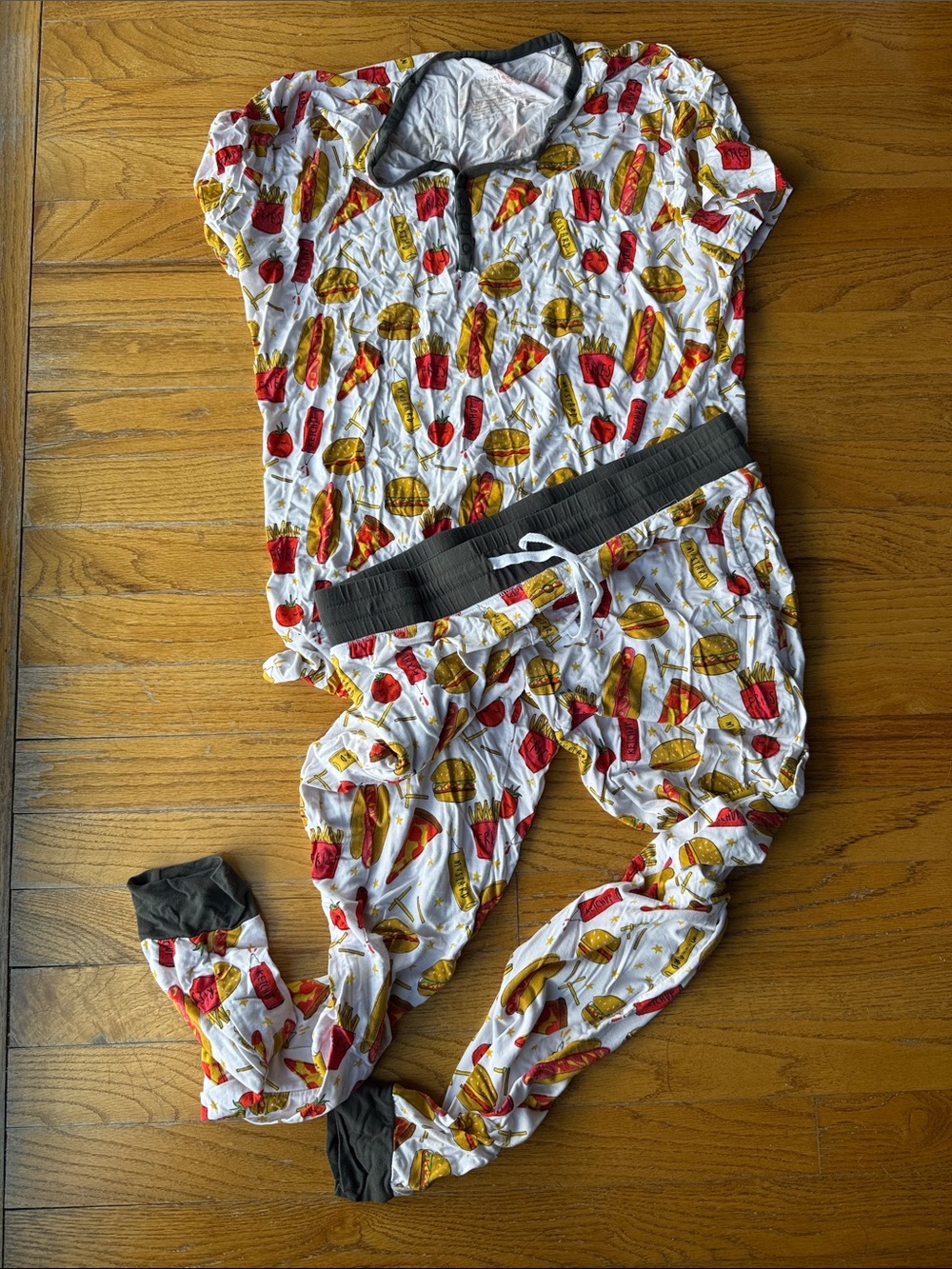 Little Sleepies Fast Food Print Pajama Set Short Sleeve Shirt Pants Women Small